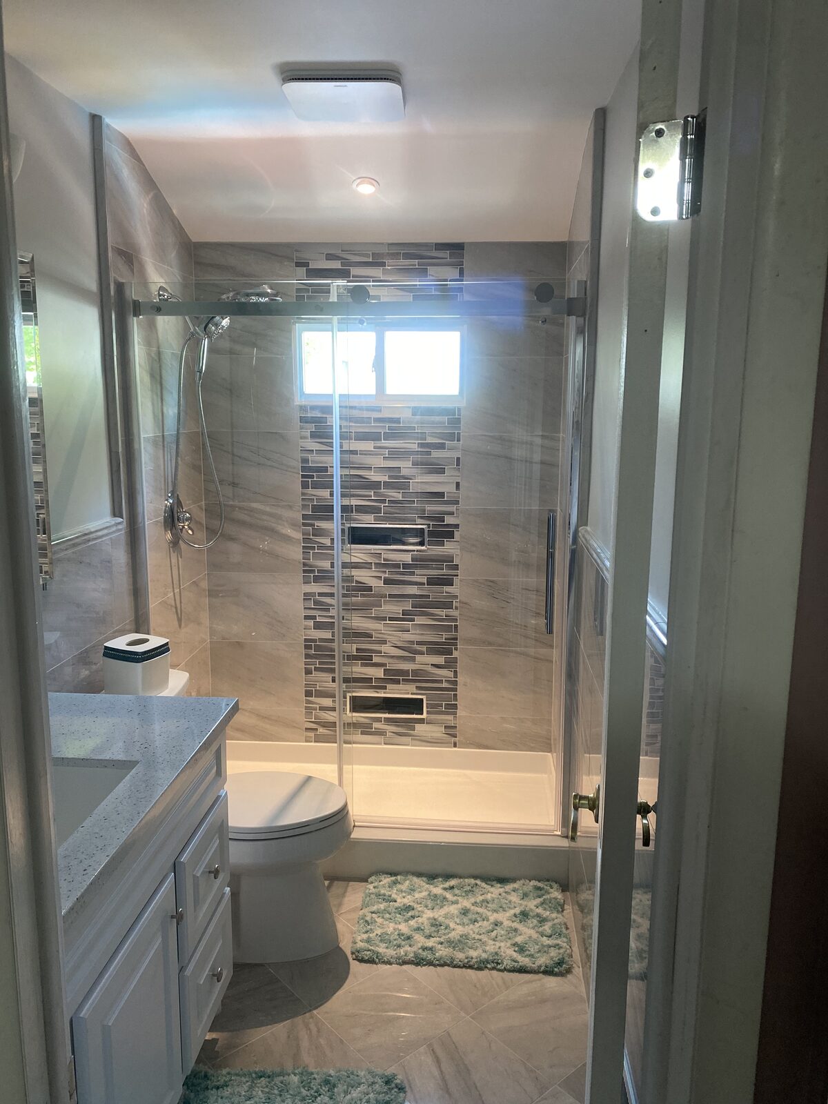 Glass shower with double vanity