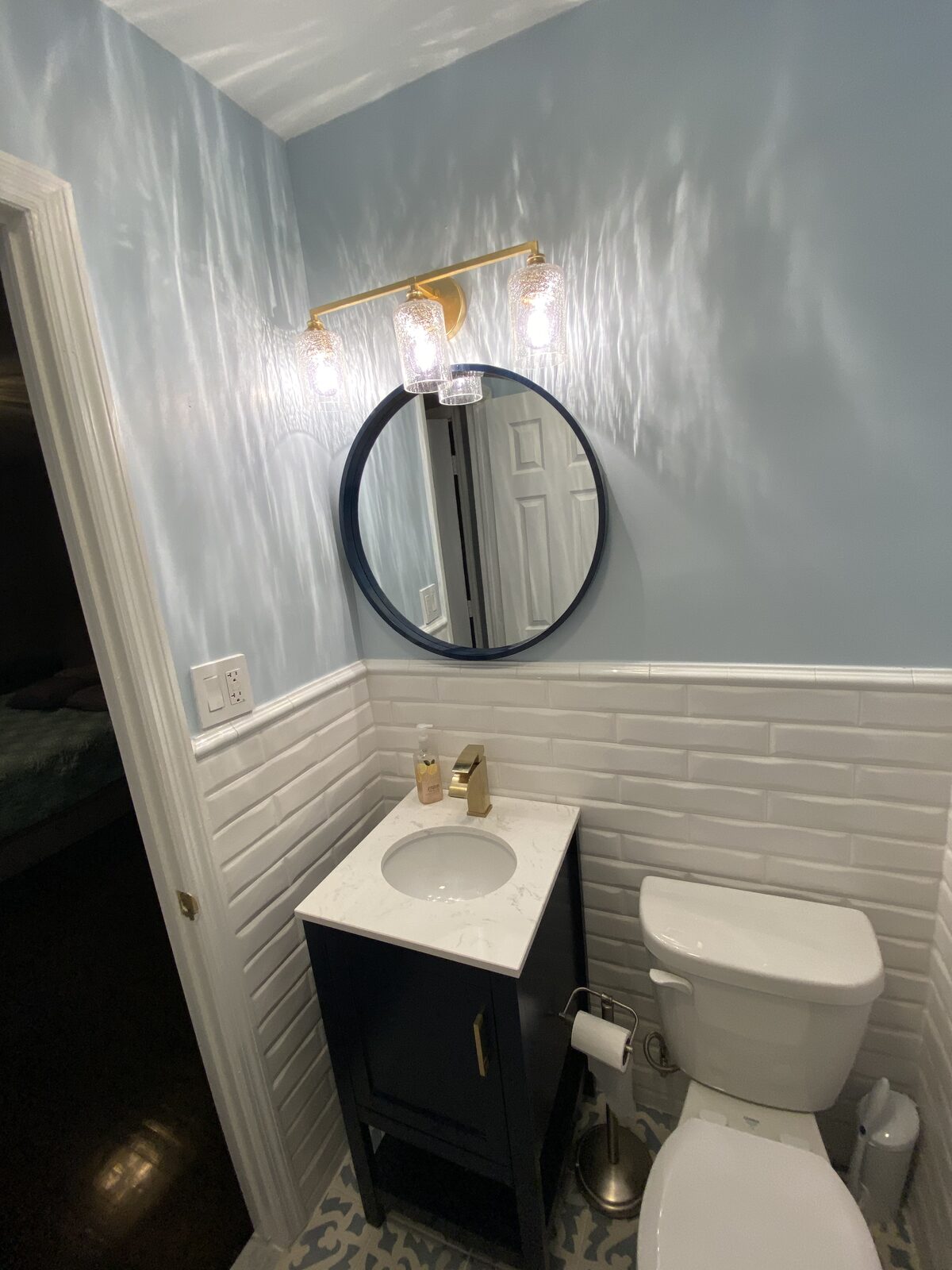 Powder room with custom finishes
