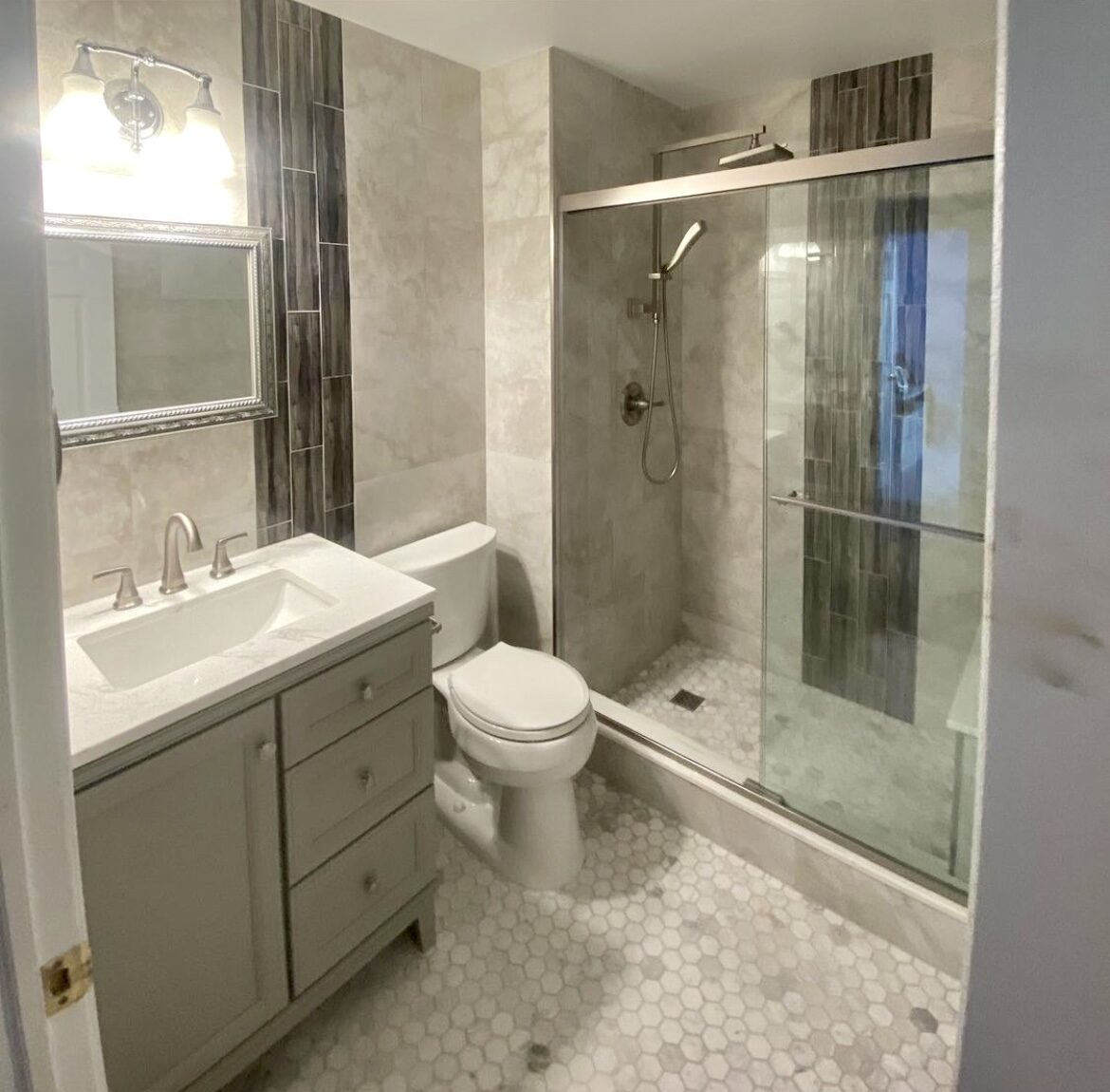 Bathroom remodel with glass shower